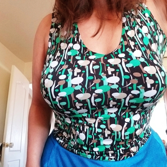 Vintage abstract funky print top - Picture 2 of 7